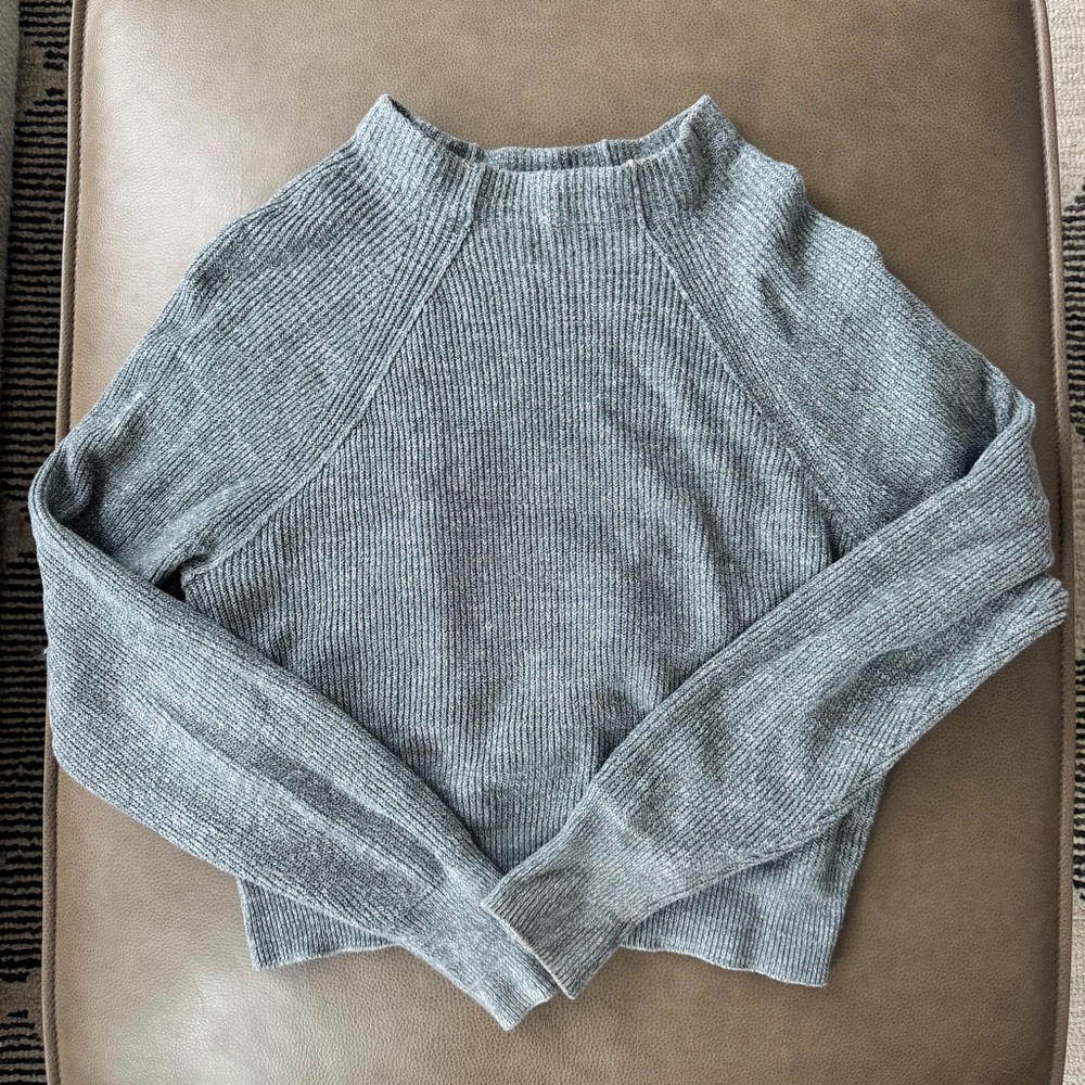 Free People Blue/White Mock Neck Sweater - M